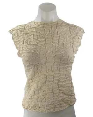 NEW Zara Beige Linen Textured High Neck Sleeveless Crop Blouse Tank Top Size S thumbnail 1