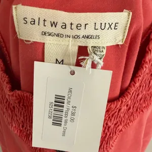Saltwater‎ Luxe Women's Boho Poppy Red Smocked Mini Dress SZ Medium NWT thumbnail 7