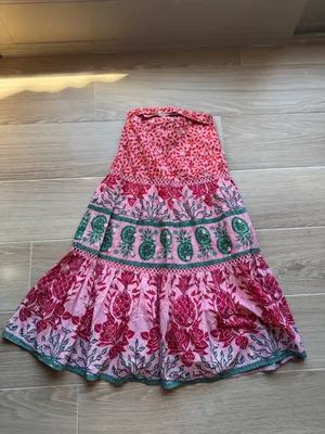 Farm Rio Ainika Print Macaws Maxi Skirt Size Medium Red Pink Green $260 thumbnail 7