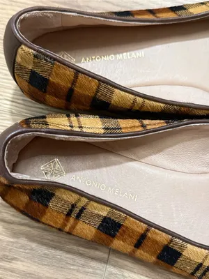 ANTONIO MELANI Larrah Plaid Calf Hair Loafers 9M Brown Tan Leather Flats‎ thumbnail 4
