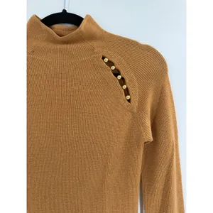 Alice + Olivia Sweater Womens S Tan Wool Gold Hardware Mock‎ Neck Luxury thumbnail 11