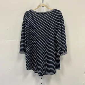 Vince Camuto Womens 3X Navy Blue White Striped 3/4 Sleeve Knit Top Nautical thumbnail 2
