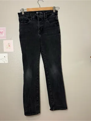 Good American black high rise straight leg 4 women goth casual dark coquette thumbnail 2