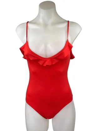 Aritzia Wilfred Spada Red Ruffle Sleeveless Cami Camisole Bodysuit Tank Top XS thumbnail 1