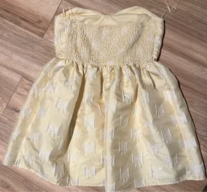 Altar'd State yellow strapless dress with bow print #fairycore #party thumbnail 2