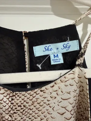 NWOT She + Sky Snake-Print Tie-Front Camisole - Beige & Black Accents thumbnail 2