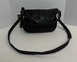 Frye Melissa Purse Crossbody Handbag Convertible Leather Reptile Black Bronze thumbnail 1