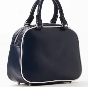 Pacsun Brandy Melville John Galt Navy Blue Top Handle Purse Bowling Bag Tote thumbnail 3