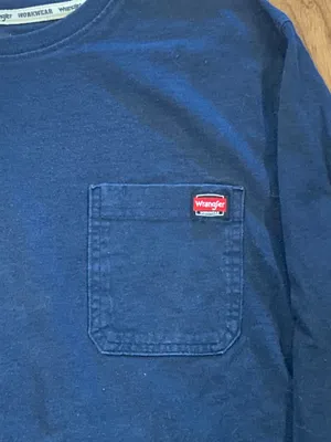 Wrangler Workwear Navy Blue Casual Long Sleeve Pocket T-Shirt thumbnail 2