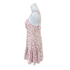 Lulu's Sunny Tropics Pink Palm Tie Straps Mini Dress Sundress‎ MEDIUM Coquette thumbnail 3