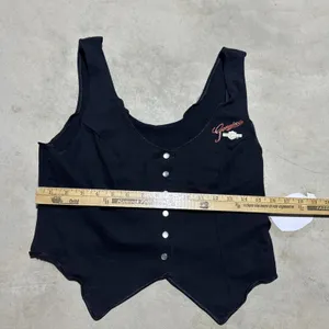Harley Davidson Vintage 1992 Holoubek Ladies Vest Size Large Black With Snaps thumbnail 4