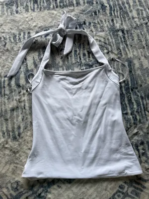 Aritzia White Halter Ribbed Top thumbnail 1