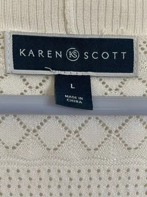 Karen Scott White Knit Cardigan size L thumbnail 2