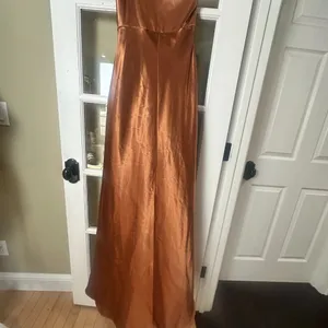 BIRDY GREY Kira copper satin 1 shoulder bridesmaid bridal maxi dress NWOT Medium thumbnail 9