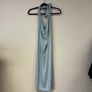 Reformation Zoisa Knit Halter Mini Dress Blue Size Medium thumbnail 4