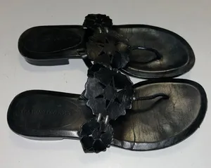 Lavender Black Leather Sandals 6.5 thumbnail 1