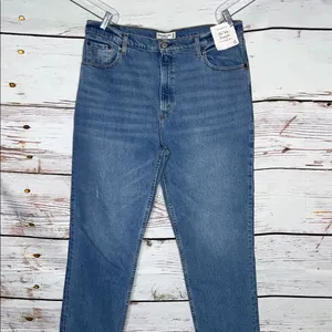 Abercrombie & Fitch NWT Sz 33/16R Blue Denim Ultra High Rise ‘90s Straight Jeans thumbnail 2