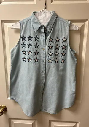 Sleeveless 4th of July denim top thumbnail 1