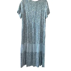 JG Hook Vintage 90s Cottage‎ Blue Floral Mixed Coastal Cowgirl Maxi Dress M thumbnail 3