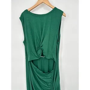 Halara Green Bodycon Cut Out Dress SIZE‎ XL Ruched Drawstring Slit Maxi Sexy thumbnail 3
