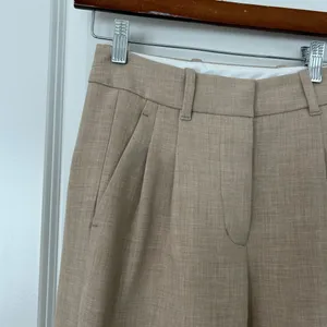 Aritzia Wilfred xsmall 00 tan beige straight leg high waisted tailored trousers thumbnail 2