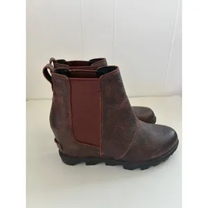 Sorel Joan of Arctic Wedge II Chelsea Boots Brown Leather NL3346-282 Womens 8 thumbnail 3