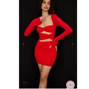 House of CB Camille Long‎ Sleeve Silk Blend Cutout Minidress Size Small thumbnail 2
