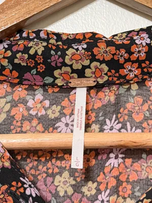 Free People Bonnie Mini Dress Size Large Floral Boho Dusk Combo thumbnail 4