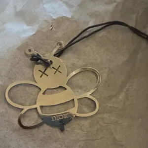 Dior Gold Bee‎ Charm Pendant on Black Cord thumbnail 2