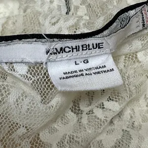 Kimchi Blue Womens White Floral Lace V-neck Short Cap Sleeve Sheer Blouse Top L thumbnail 4