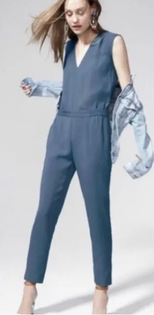 J.CREW Sleeveless Jumpsuit in Blue. SIZE 8 thumbnail 1