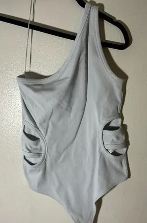 Abercrombie & Fitch Light Blue Bodysuit Asymmetrical Design Size L thumbnail 1