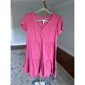 Knox Rose‎ Magenta Mini Dress XS Babydoll Boho Feminine Coquette Romantic Lounge thumbnail 2