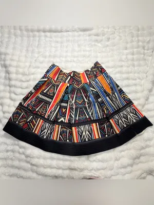 XHILARATION Womens Multicolor Geometric Striped Mini Scalloped Edge Skirt SizeM thumbnail 9