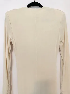 Baltic Born Pierce Shimmer Cream Long-Sleeve Gown with Side Slit thumbnail 6