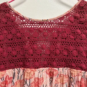 Floral Silk Blend Peasant Blouse with Lace Detail thumbnail 6