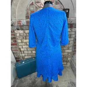 Dress 1980s polka dot shift blue black thumbnail 4