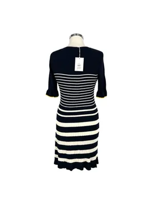 Free Assembly Nautical Striped Ribbed Knit Dress Blue White Size Medium NWT thumbnail 5