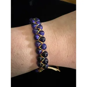 Purple Cat's Eye Glass Double Row Shamballa Bracelet - Color Shift thumbnail 2