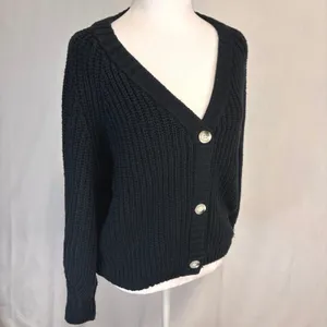 PRETTYGARDEN Cardigan Women Sz S Chunky Knit V-Neck Button Oversized Minimalist‎ thumbnail 2