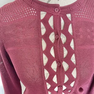Sandro Sweater Long Sleeve Cropped Open Knit Top Cutout Mesh Quiet Luxury Sz XS thumbnail 7