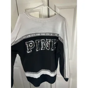Victoria's Secret PINK Women's Colorblock Long Sleeve Crewneck Top Size L thumbnail 4