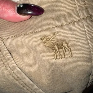 Vintage cuffed khaki pants stitched rolled hem embroidered moose logo thumbnail 8
