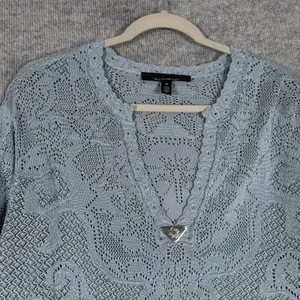 White House Black Market Size-M Womens Top Pointelle Stitch 3/4 Sleeve thumbnail 6