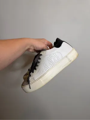 P448 John Sneakers Women 8 EU 38 White Leather Metallic Snake Glitter Italy thumbnail 4
