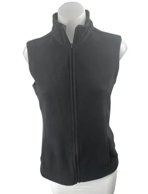 L.L.Bean Women's Black Sleeveless Turtleneck Full Zip Vest Coat Jacket Size M thumbnail 1