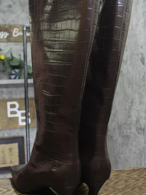 NWT INC International Concepts Sameya Mid-Heel Knee High Boots Brown Croc 10.5M thumbnail 4
