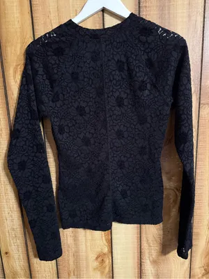Free People Intimately Cloud Ride Black Lace Long Sleeve Top Size L thumbnail 10
