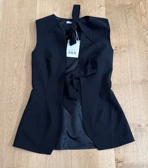 Peppermayo Top Sleeveless Tie Front Dottie Size US4 Black thumbnail 1