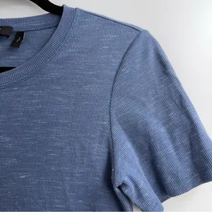 Theory Cherry B3 Sterling Rib Knit T Shirt Mini Dress Blue Melange M thumbnail 2